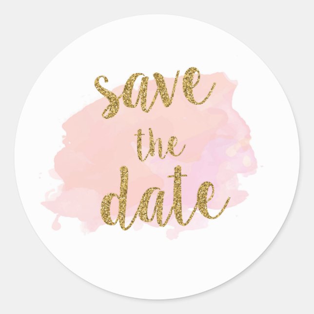 Wasserfarbe Save the Date Hochzeitskleber Runder Aufkleber (Vorderseite)