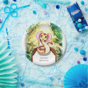 Wasserfarbe Schlange Geburtstag Pappteller