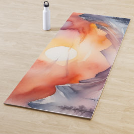 Wasserfarbe schneebedeckte Berge bei Sonnenunterga Yogamatte