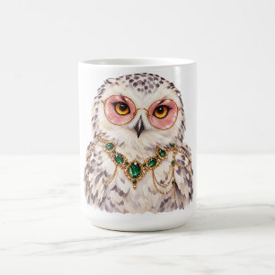 Wasserfarbe-Schneeeule-Wildlife-Kunst-Kaffeetasse Kaffeetasse