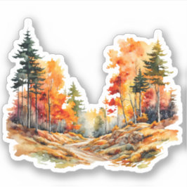 Wasserfarbe Schöner Wald im Herbst Aufkleber
