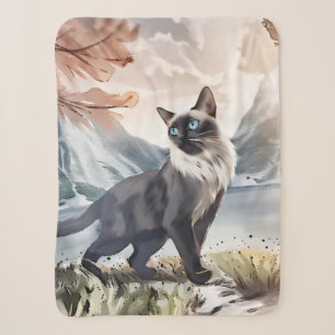 Wasserfarbe Schwarz und Weiße Flusskatze in der Na Sherpadecke