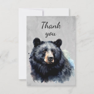Wasserfarbe Schwarzer Bär Tierschutz Danke