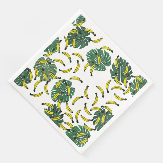 Wasserfarbe Schweizer Pflanze und Bananen Serviette (Ecke)