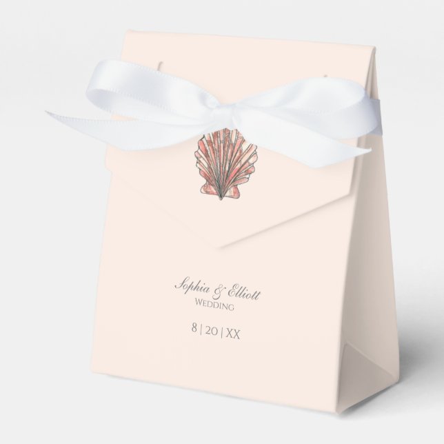 Wasserfarbe Seashell Beach Hochzeit Geschenkschachtel (Vorderseite)
