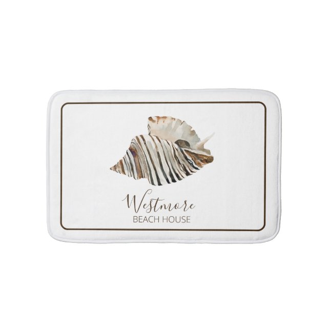 Wasserfarbe Seashell Beach House Badematte (Vorderseite)