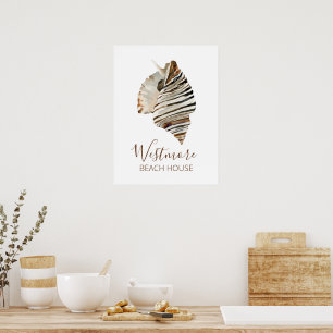 Wasserfarbe Seashell Beach House Poster