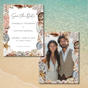 Wasserfarbe Seashell Neutral Beach Hochzeit Save The Date
