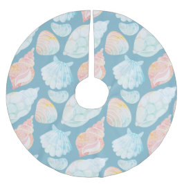 Wasserfarbe Seashell Tree Skirt Polyester Weihnachtsbaumdecke