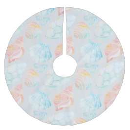 Wasserfarbe Seashell Tree Skirt Polyester Weihnachtsbaumdecke