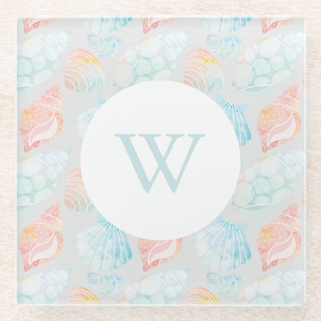 Wasserfarbe Seashell Untersetzer (Vorderseite)