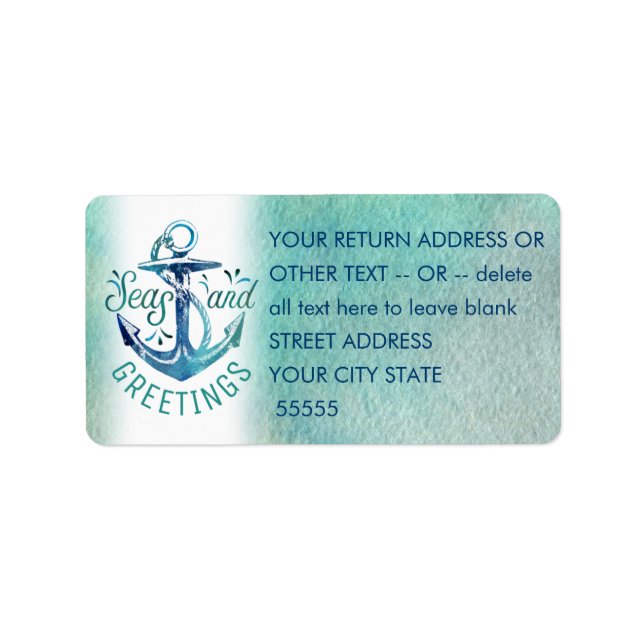 Wasserfarbe "SEAsons Grüße" Adressaufkleber (Vorne)