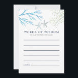 Wasserfarbe Seealgen Strand Themed Bridal Beratung Hinweiskarte<br><div class="desc">Trendy Marine und Weißmeer-Thema Bridal Worte der Weisheitskarten mit Meerfernn,  Algen und Seestern,  die schnell und einfach auf Ihre Event-Besonderheiten angepasst werden.</div>