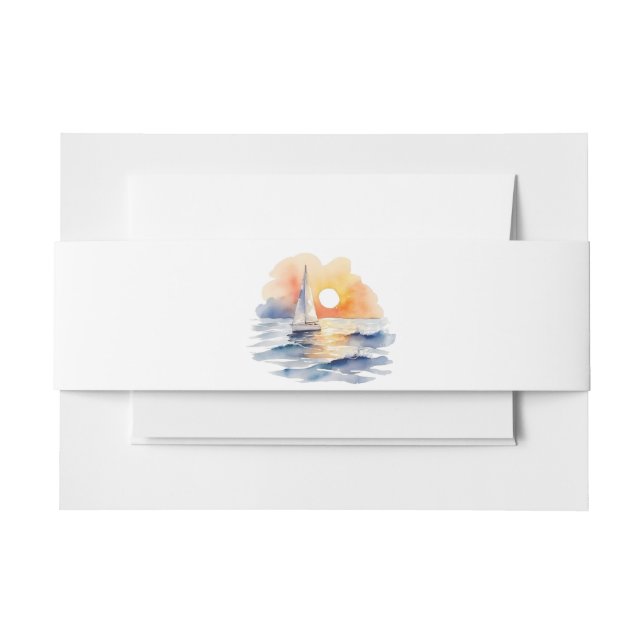 Wasserfarbe Segelboot Sonnenuntergang Seascape Hoc Einladungsbanderole (Vorderseite Beispiel)