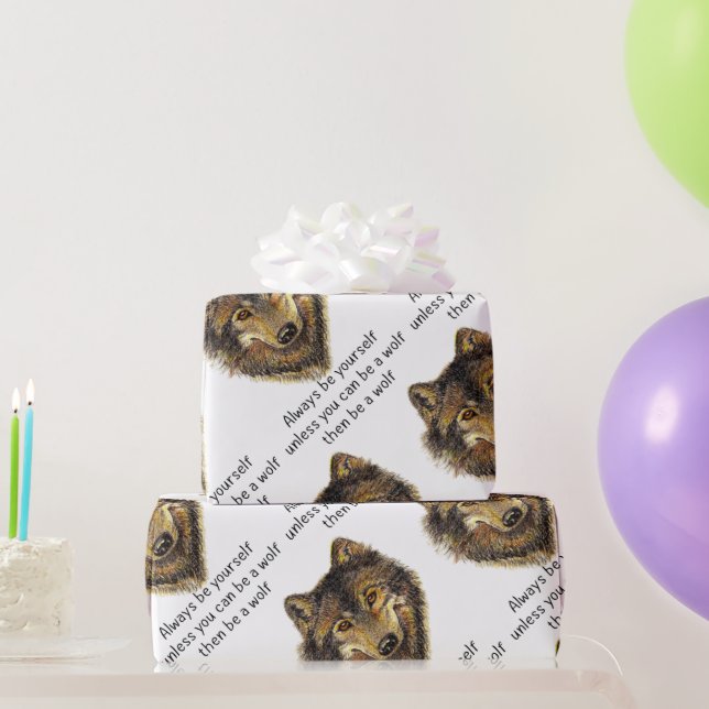 Wasserfarbe sei immer du selbst ein Wolf-Tier-Art Geschenkpapier (Partygeschenke)