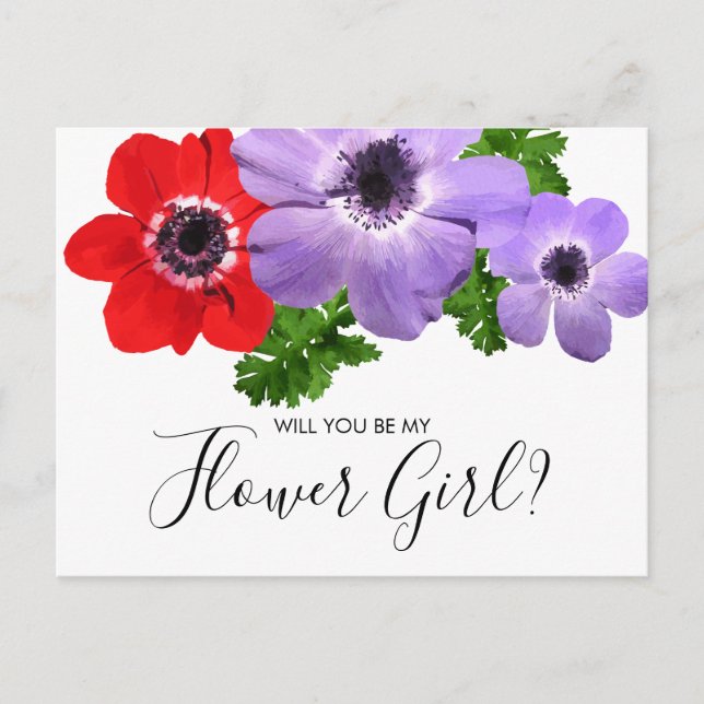 Wasserfarbe sei meine Blume Mädchen Bridesmaid Pos Einladungspostkarte (Vorderseite)