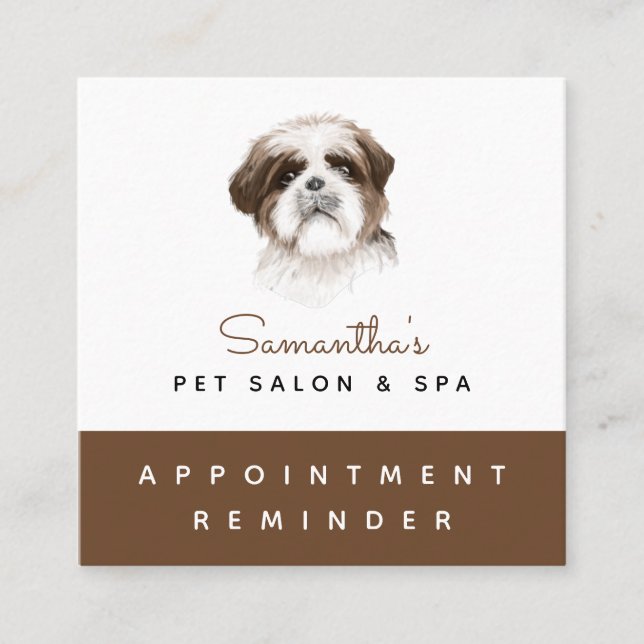 Wasserfarbe Shih Tzu Dog Erinnerung für Haustiere Quadratische Visitenkarte (Vorderseite)