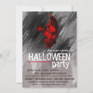 Wasserfarbe Skelett Schwarz Halloween Art Einladung