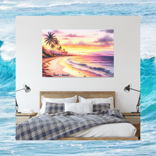 Wasserfarbe Sketch Maui Hawaii farbenfroh   Leinwanddruck