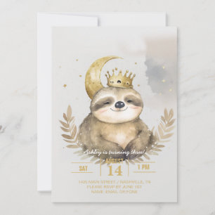 Wasserfarbe Sloth Moon Crown Einladung