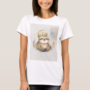 Wasserfarbe Sloth Moon Crown T-Shirt