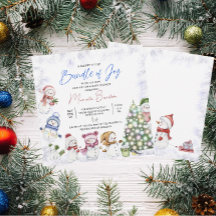 Wasserfarbe Snowman Frohe Weihnachtsjugend Einladu