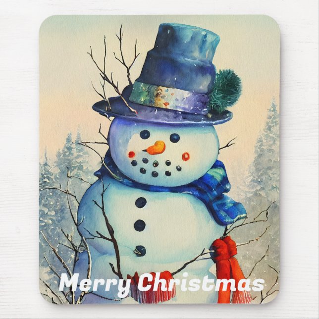 Wasserfarbe Snowman Mouse Pad Mousepad (Vorne)