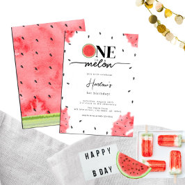 Wasserfarbe Sommer eins im Melon Rote Wassermelone Einladung