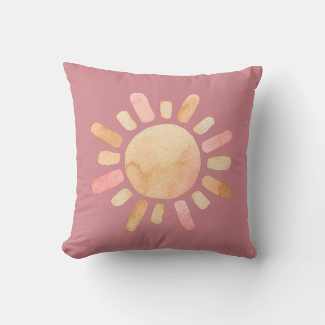 Wasserfarbe Sonne staubige Rose Kissen (Vorderseite)