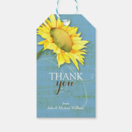 Wasserfarbe Sonnenblume Rustic Blue Hochzeit Viele Geschenkanhänger