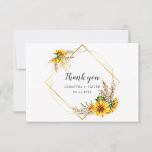 Wasserfarbe Sonnenblume Rustikale Hochzeit Dankeskarte