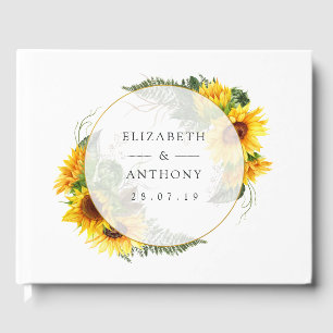 Wasserfarbe Sonnenblume Rustikale Hochzeit Gästebuch