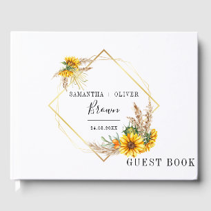 Wasserfarbe Sonnenblume Rustikale Hochzeit Gästebuch