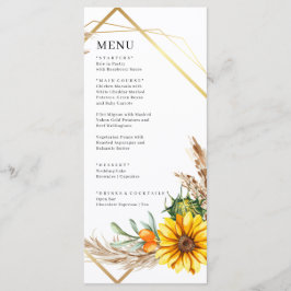 Wasserfarbe Sonnenblume Rustikale Hochzeit Menükarte