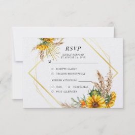 Wasserfarbe Sonnenblume Rustikale Hochzeit RSVP Karte