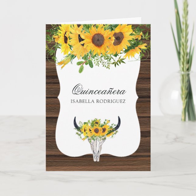 Wasserfarbe Sonnenblume Rustikaler Western Quincea Einladung (Vorderseite)
