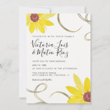 Wasserfarbe Sonnenblume Wild Blütenwirbel Hochzeit