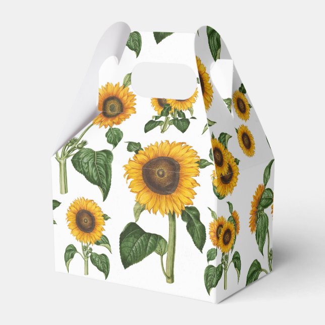 Wasserfarbe Sonnenblumen Botanische Blattpflanzen Geschenkschachtel (Vorderseite)