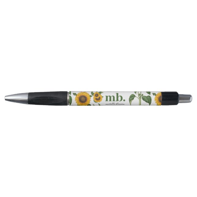 Wasserfarbe Sonnenblumen Botanische Blattpflanzen Kugelschreiber (Vorderseite)