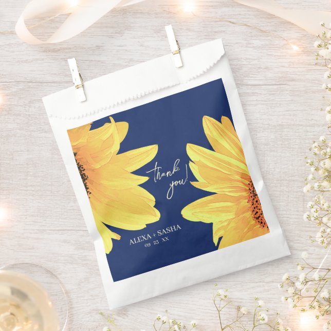 Wasserfarbe Sonnenblumen dunkelblau Geschenktütchen (Ausgeschnitten)