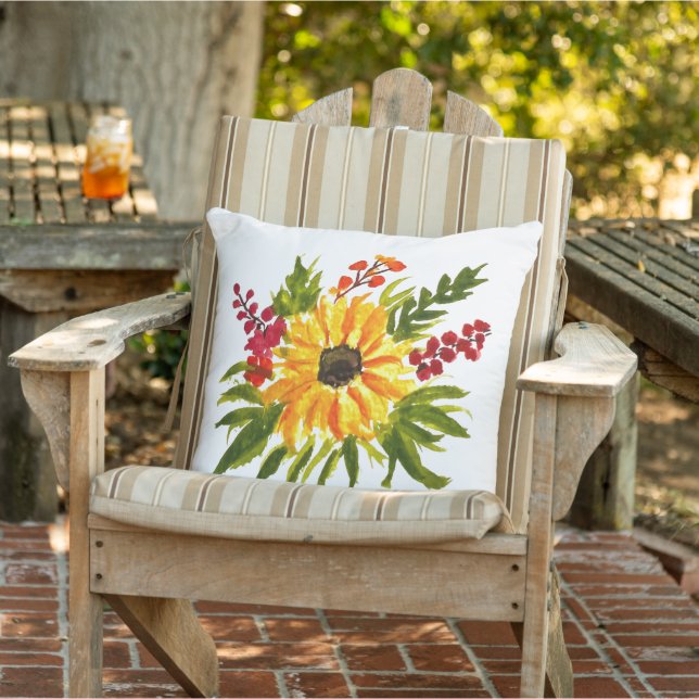 Wasserfarbe Sonnenblumen Niedlich Moderne Hübsch Kissen (Stuhl )