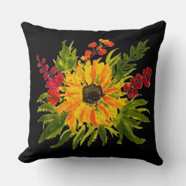 Wasserfarbe Sonnenblumen Niedlich Moderne Hübsch Kissen