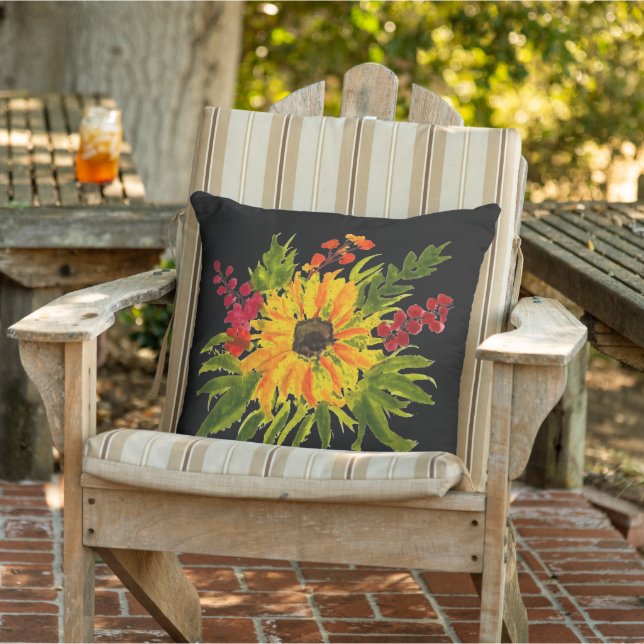 Wasserfarbe Sonnenblumen Niedlich Moderne Hübsch Kissen (Stuhl )