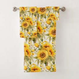 Wasserfarbe Sonnenblumen Van Gogh Style Badhandtuch Set