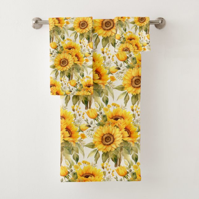 Wasserfarbe Sonnenblumen Van Gogh Style Badhandtuch Set (Insitu)