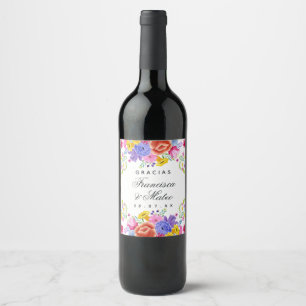 Wasserfarbe Spanische Fiesta Hochzeit Weinetikett