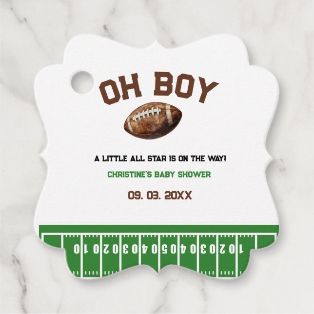 Wasserfarbe Sport Football Baby Dusche Geschenkanhänger (Vorderseite)