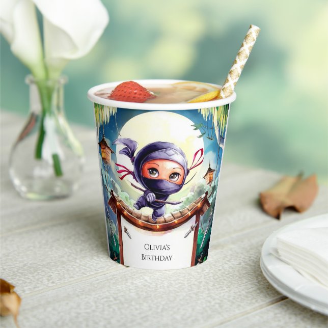 Wasserfarbe Spy Ninja Geburtstag Pappbecher (In Situ)