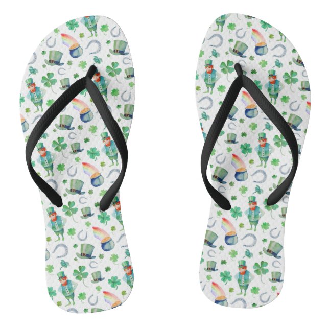 Wasserfarbe St. Patrick's Day Pattern Flip Flops (Fußbett)