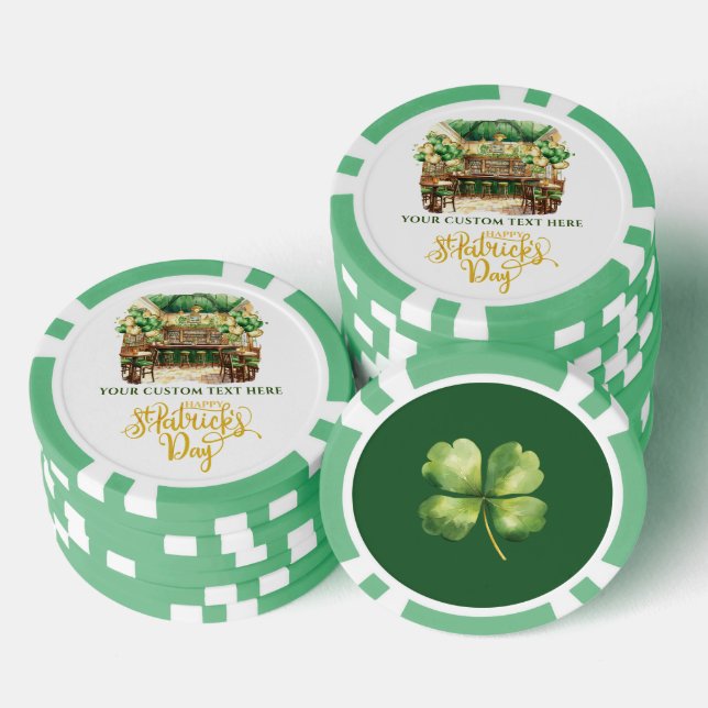 Wasserfarbe St. Patrick's Day Pub Party Pokerchips (Stapel)